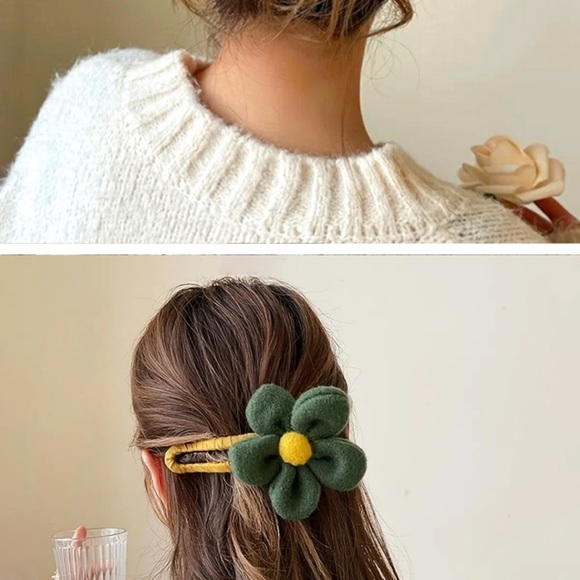 New Women’s plush Flower Hair Claw Clip Pin Floral Hair Accessories in 6 Color - Picture 8 of 16